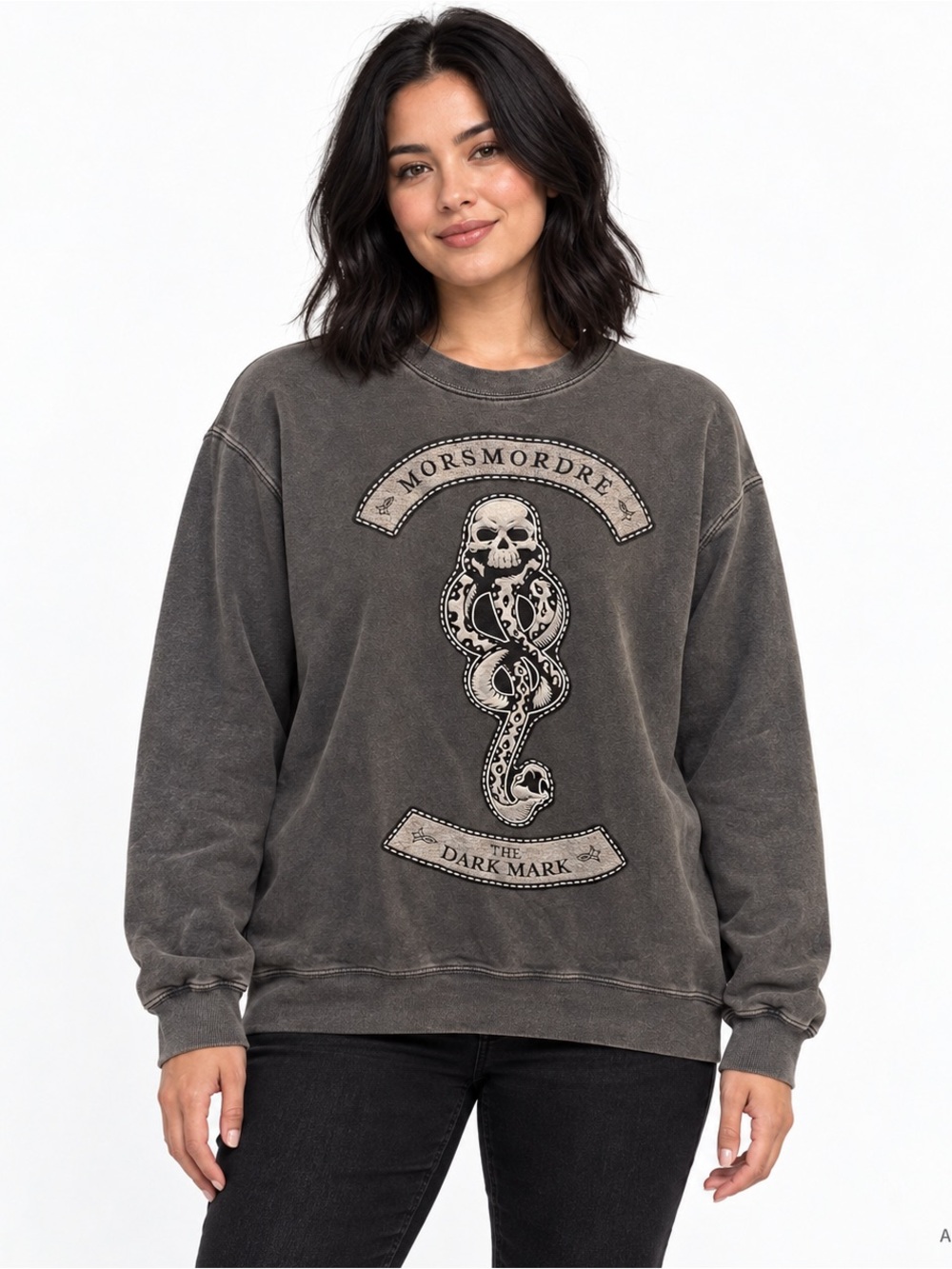Harry Potter Dark Mark Morsmordre Charcoal Crewneck Sweatshirt Medium